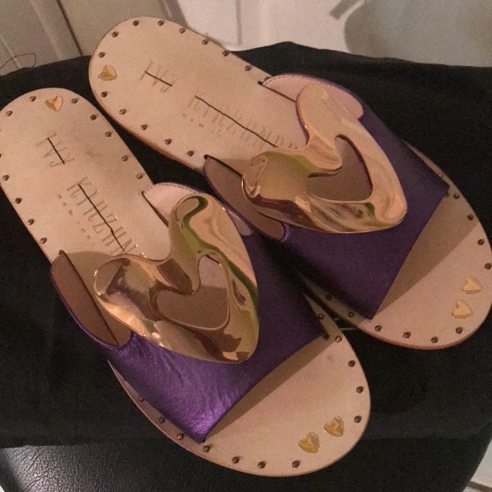 Ivy Kirzhner purple leather slides
